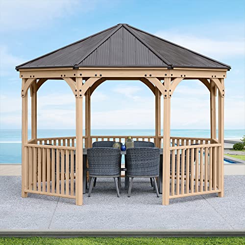 Yardistry Meridian 12' Octagon Gazebo Coffee Brown