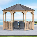 Yardistry Meridian 12' Octagon Gazebo Coffee Brown