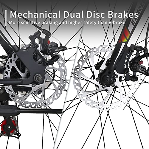 EUROBIKE Road Bike 700C Wheels 21 Speed Disc Brake Bicycle 54cm Cycling Black Red