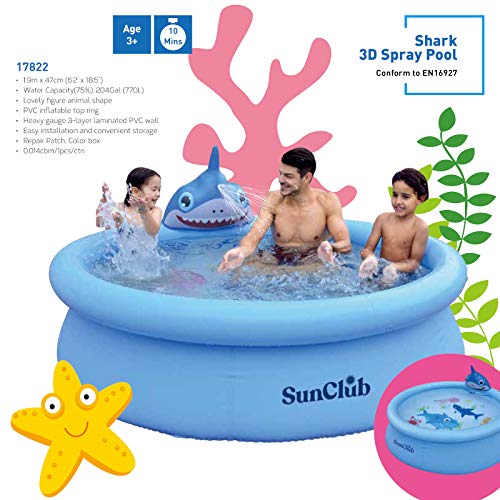 Inflatable Kiddie Pool 3D Shark Float 60"x16