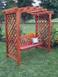 Backyard Crafts Amish-Made Jamesport Style Cedar Arbor with Swing 5' Wide Cedar Stain