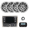 Enrock Marine Infinity PRV-315.2 Bluetooth AM/FM WeatherBand Radio Receiver with 4x 8" Boat Audio Speakers Gray
