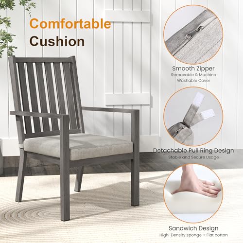 RoyalCraft Aluminum 7-Piece Patio Dining Set with Cushions Grey