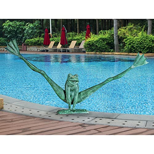 Design Toscano Legs Leap Frog Bronze Garden Statue, Giant Two Tone Bronze & Verdigris
