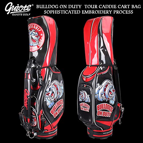 Guiote 2023 Golf Staff Bag Black Bulldog Crazy Design PU Leather Embroidery