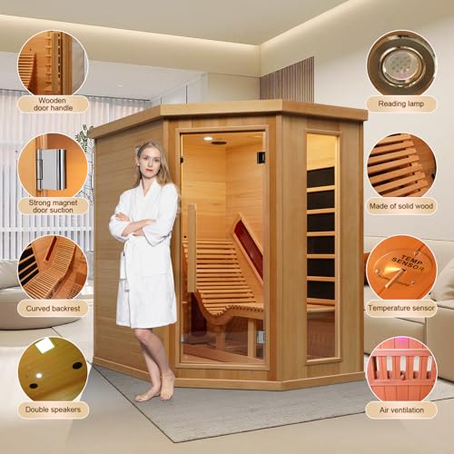 Smartmak Far Infrared Sauna Room 1 Person Canadian Hemlock Wooden