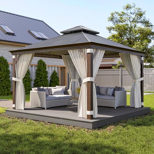 BELLEZE 12x12ft Hardtop Gazebo Brown
