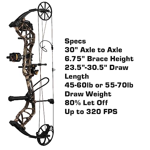 Bear Archery Species EV Ready to Hunt Compound Bow Package 60 lb Left Hand True Timber Strata