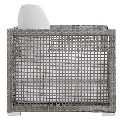 Modway Aura Outdoor Patio Wicker Rattan Sofa Set Gray White