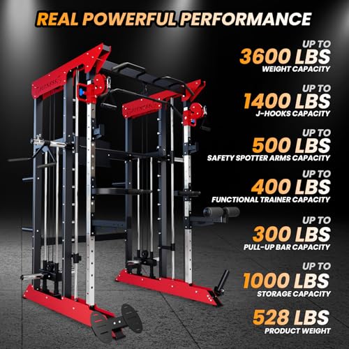 GarveeLife Power Cage Smith Machine Red