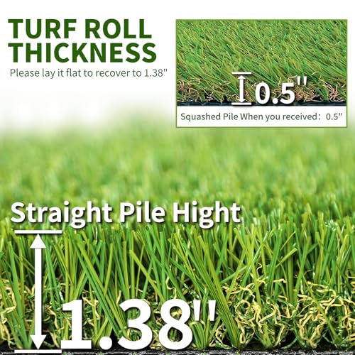 SunVilla Artificial Grass Rug Indoor Outdoor 13ft x 25ft Green/Olive Green/Yellow