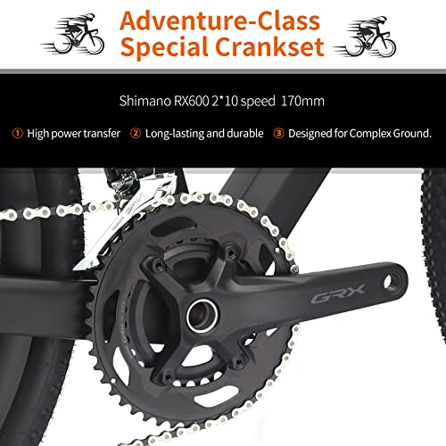 SAVADECK Carbon Gravel Road Bike Shimano GRX400 20-Speed White 54cm