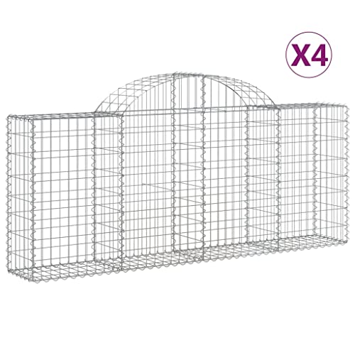 Arched Gabion Baskets 4 pcs Galvanized Iron Plant Pots White Black Other