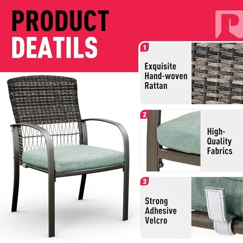 Pamapic 7 Piece Rattan Outdoor Dining Set with Iron Table and Swivel Chairs Green