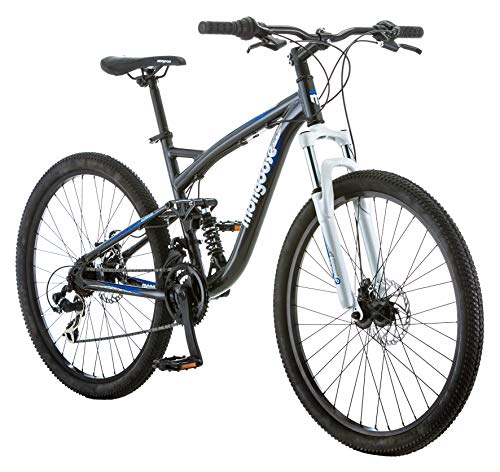 Mongoose Men's Detour Mountain Bike Grey Full Susp