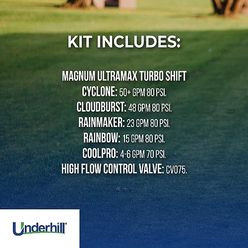 Underhill NozzleLocker Garden Water Hose Nozzle Kit with ¾ Inch Magnum UltraMax Turbo Shift Nozzle Black