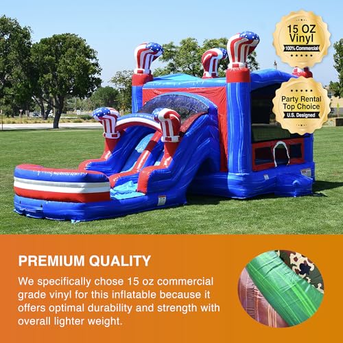 JumpOrange American Boxing Bounce House Water Slide Combo with Blower