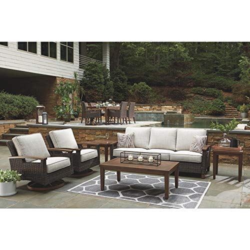 Signature Design by Ashley Paradise Trail Outdoor Swivel Lounge Chair Set, 2 Count Medium Brown