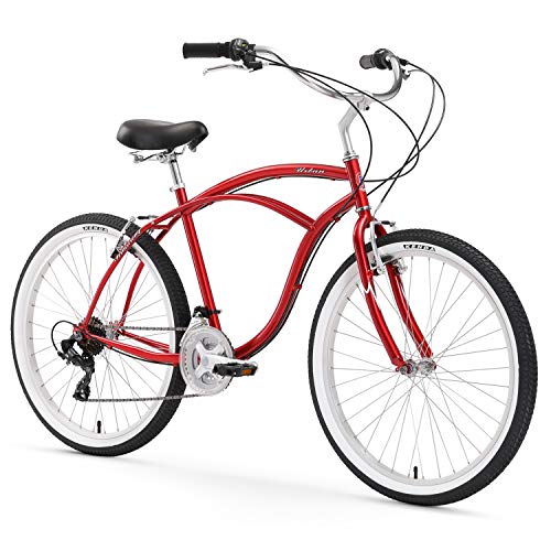 Firmstrong Urban Man Beach Cruiser Bike 26-Inch 21-Speed Red