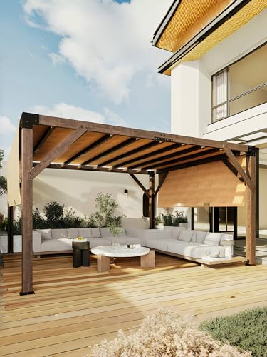 VerisShade 12 Ft x 14 Ft Cedar Pergola with Canopy Reddish-Brown