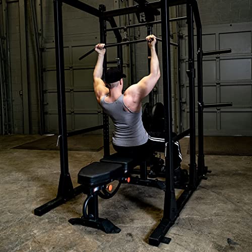 Rugged Strength & Fitness Power Rack with Extended Half Rack Package Black