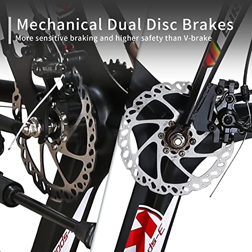 EUROBIKE Road Bike 700C Wheels 21 Speed Dual Disc Brake Bicycle 54cm Frame Black Red