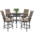 Super Mart 5PC Outdoor Bar Stools Set with Swivel Chairs and Bistro Table Brown
