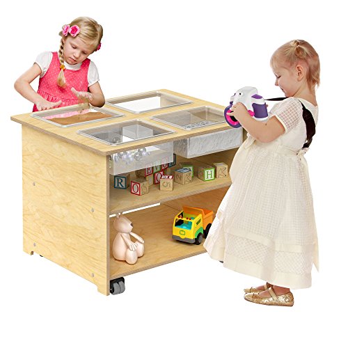 Whitney Brothers Mobile Sensory Table with Trays Natural UV