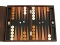 Zaza & Sacci Premium Leather Backgammon Set 15" Brown Lizard