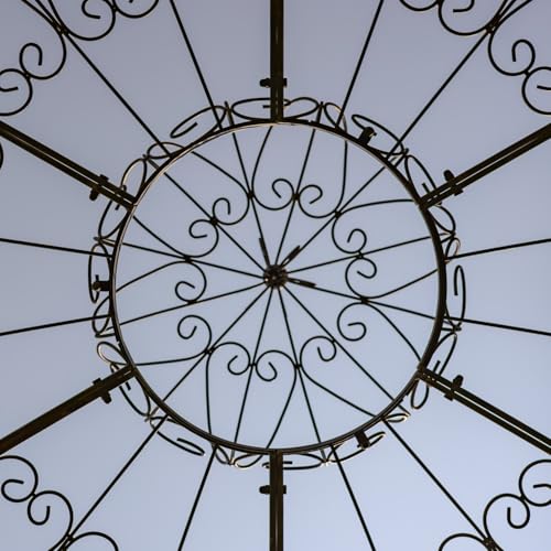 Zaer Ltd. Large Round Metal Garden Gazebo with 3 Entries and Side Walls Antique Bronze
