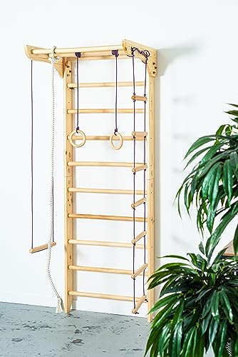 Generic Wooden Sport Swedish Ladder with Pull Up Bar - Fixed Pull Up Bar