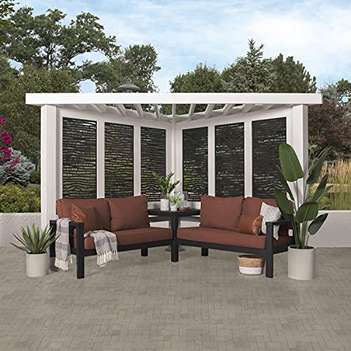Backyard Discovery Ridgedale 12' x 8' Modern Galvanized Steel Cabana Pergola with Seating and Shade Sail, Terra Cotta Cushions