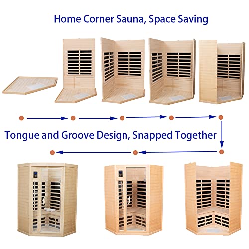 Xmatch Far Infrared Wooden Sauna Room 2-Person Corner 1600W Natural
