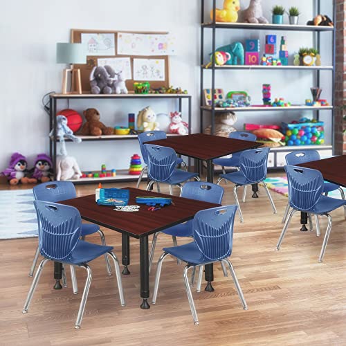 Regency Kee 48" Square Height Adjustable Classroom Table Mahogany Brown