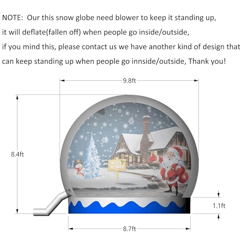 SAYOK Inflatable Christmas Snow Globe Tent with Blower and Pump, 9.84ft Blue & White