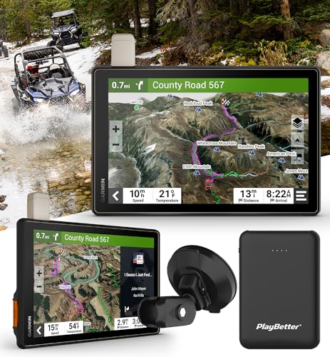 PlayBetter Garmin Tread XL Overland 10” Powersport Navigator Bundle with Portable Charger