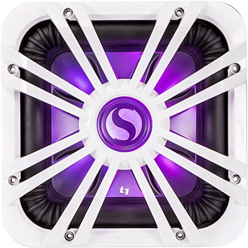 KICKER KMC3 Marine Bluetooth Receiver with 6x8" LED Boat Speakers, 2x8" LED Tower Speakers, 10" LED Subwoofer & Accessories