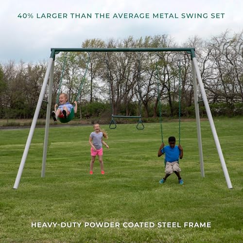Backyard Discovery Big Brutus Metal Swing Set 10 Ft White
