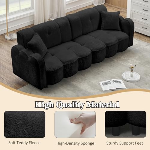 ECKF Large Teddy Plush Sofa Velvet Couch Black