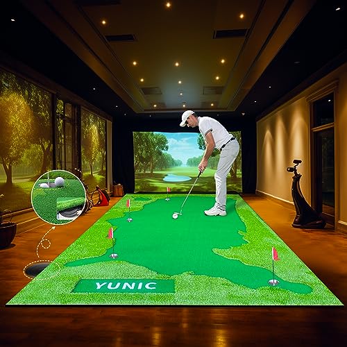 YUNIC Golf Putting Green Premium Nylon Golf Training Putting Mat Green