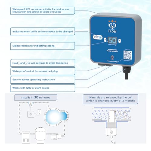 Mineral Lion Pool Ionizer by ClearBlue Ionizer (40,000 Gallon) Gray