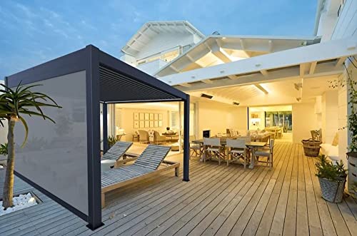BON PERGOLA 10 ft Wind Resistant Manual Side Shade for Aluminum Pergola Dark Gray