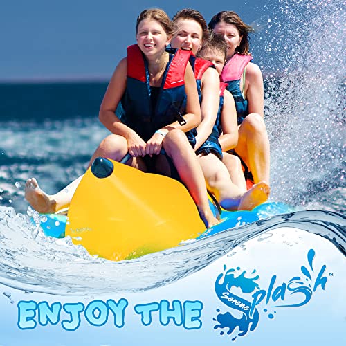 SereneLife Inflatable Floating Banana Boat Towable Tube Yellow