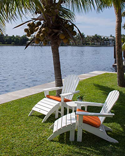 Polywood South Beach 5-Piece Adirondack Chair Set with Side Table & Ottomans Black