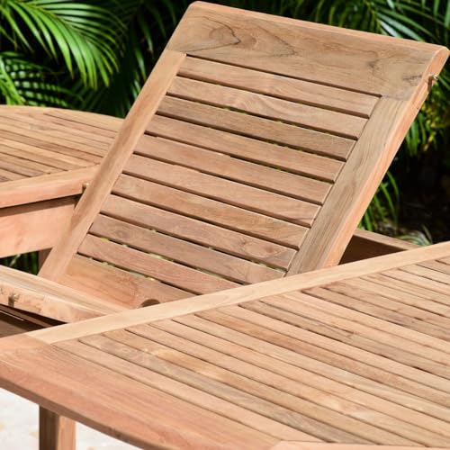 Amazonia Teak Extendable Oval Boynton Patio Dining Set 7 Piece Brown