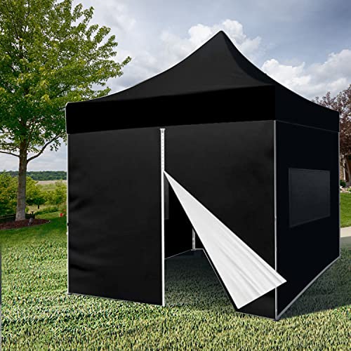 BANNER BUZZ 10x10 Pop Up Canopy Tent with Sidewalls and Mesh Windows Black