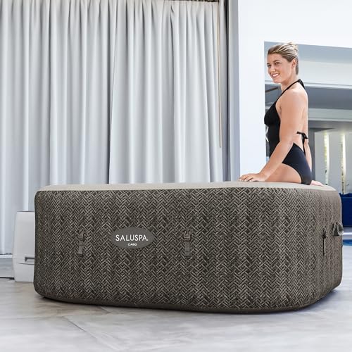 Bestway SaluSpa AirJet Inflatable Square Hot Tub 140 Jets with Seats & Headrests Brown