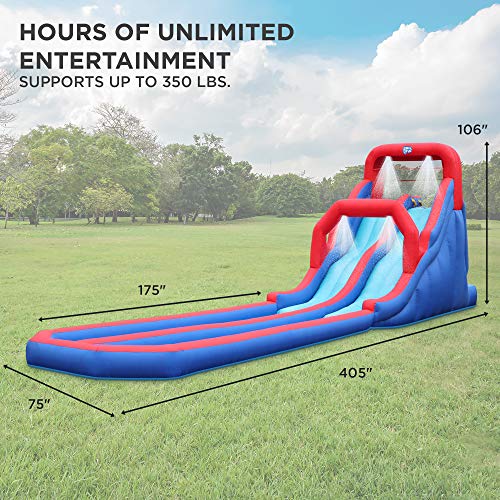 SUNNY & FUN Dual Splash Inflatable Water Racing Slide Park Blue/Red