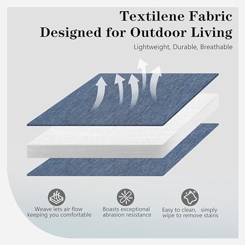 LOKATSE HOME 6 PCS High Back Textilene Outdoor Patio Swivel Chairs Blue