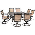 Hanover Fontana 9-Piece Outdoor Dining Set Tan
